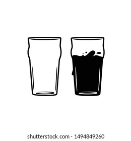 Vector set beer glass. Empty and full.