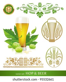 Vector set - beer, hop and brewing