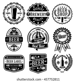 Vector set of beer labels and emblems.