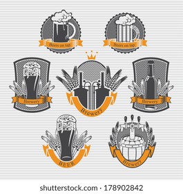 vector set Beer labels signs symbols