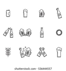 Vector set of beer on white background