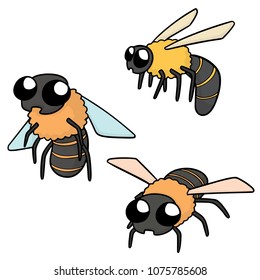 vector set of bees