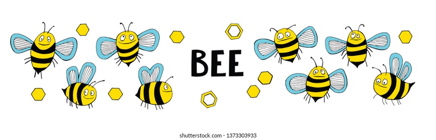 Vector set with bees.