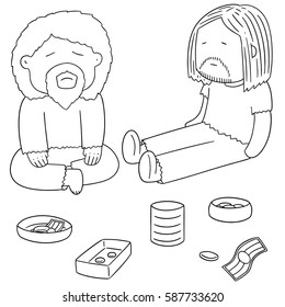 vector set of beggar