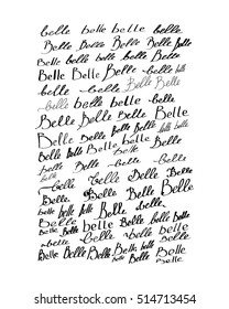 Vector set of belle lettering in French language