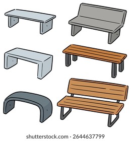 vector set of bench cartoon