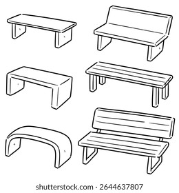 vector set of bench cartoon