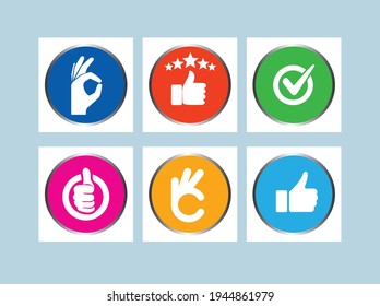 Conjunto de vectores de los iconos de mejor elección. Gesto vector emoji. señal de aprobación.