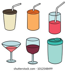 vector set of beverage cup