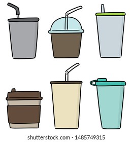 vector set of beverage cup cartoon