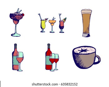 Vector set of beverages