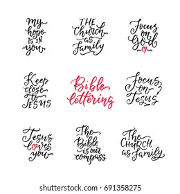 Vector set of  bible lettering. Modern lettering illustration. T shirt hand lettered calligraphic design. Perfect illustration for t-shirts, banners, flyers and other types of business design.