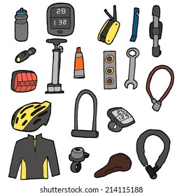 vector set of bicycle equipment