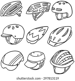 vector set of bicycle helmet