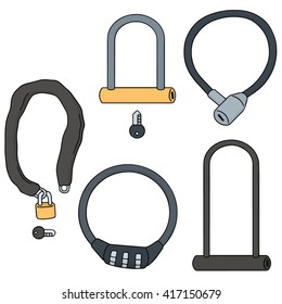 Vector Set Of Bicycle Lock