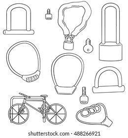 Vector Set Of Bicycle Lock