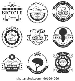 Vector Set Bicycle Repair Shop Labels Stock Vector (Royalty Free ...