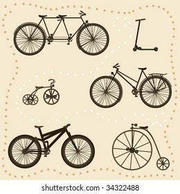 Vector Set of Bicycle Silhouettes