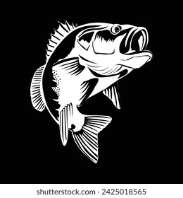 Vector set of big bass fishing 
