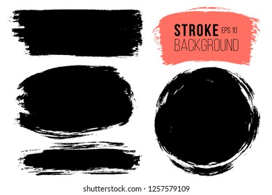 Vector set of big hand drawn brush strokes, stains for backdrops. Monochrome design elements set. One color monochrome artistic hand drawn backgrounds various shapes.