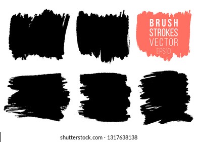 Vector set of big hand drawn brush strokes, stains for backdrops. One color monochrome artistic hand drawn backgrounds. Monochrome design elements set square shapes