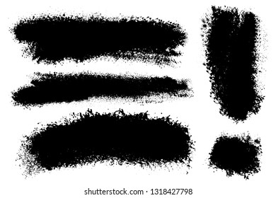 Vector set of big hand drawn brush strokes, stains for backdrops. Monochrome design elements set. One color monochrome artistic hand drawn backgrounds various shapes.