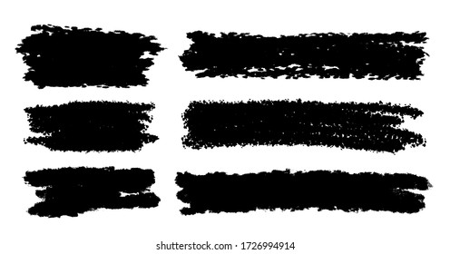 Vector set of big hand drawn brush strokes, stains for backdrops. Monochrome design elements set. One color monochrome artistic hand drawn backgrounds various shapes.