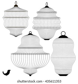 Vector Set of Bird Cages Isolated on White Background