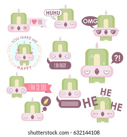 Vector set of bird emoticons. Animal collection.