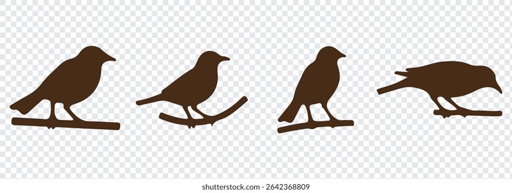 Vector set of bird silhouettes. Birds silhouette different vector illustrations.
