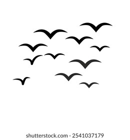 A vector set of bird silhouettes in flight, perfect for nature-themed art or tattoo designs.