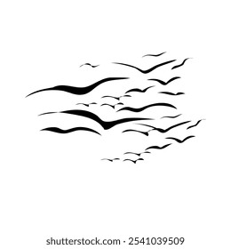 A vector set of bird silhouettes in flight, showcasing elegance and freedom—perfect for nature-inspired designs.