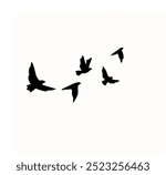 A vector set of bird silhouettes on a white background, perfect for tattoos and nature-themed art, capturing the elegance and freedom of wild birds.