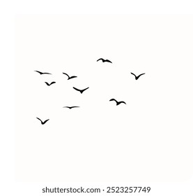 A vector set of bird silhouettes on a white background, perfect for tattoos and nature-themed art, capturing the elegance and freedom of wild birds.