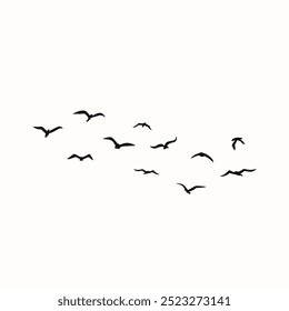 A vector set of bird silhouettes on a white background, perfect for tattoos and nature-themed art, capturing the elegance and freedom of wild birds.