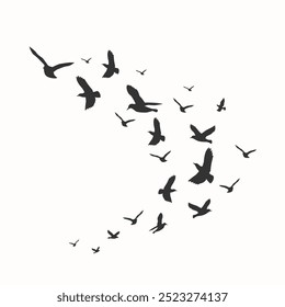 A vector set of bird silhouettes on a white background, perfect for tattoos and nature-themed art, capturing the elegance and freedom of wild birds.