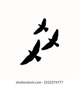 A vector set of bird silhouettes on a white background, perfect for tattoos and nature-themed art, capturing the elegance and freedom of wild birds.