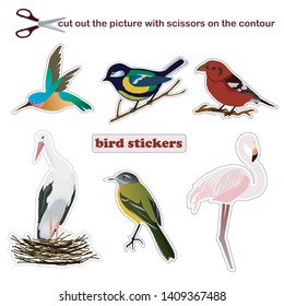 vector set with bird stickers