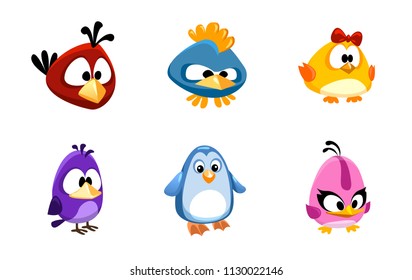 vector set of birds funny cartoon