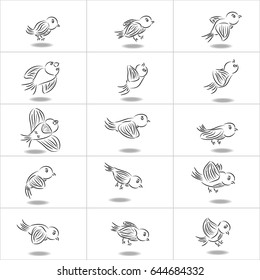 Vector set of  birds icon logo isolated