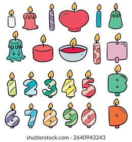 vector set of birthday candle