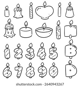 vector set of birthday candle