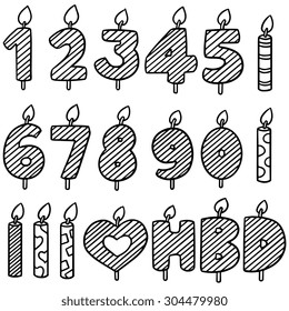 Vector Set Of Birthday Candle