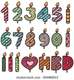 Vector Set Of Birthday Candle