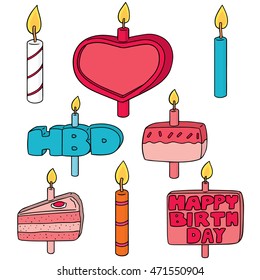 vector set of birthday candle