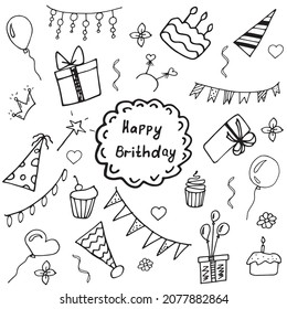 
vector set birthday doodle style