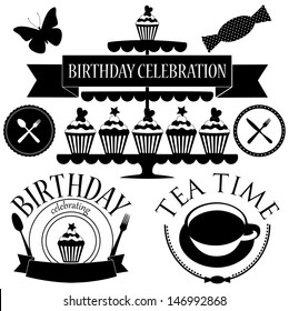 Vector set of birthday icons isolated on white