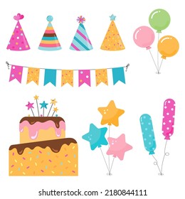 Vector set of birthday party design elements