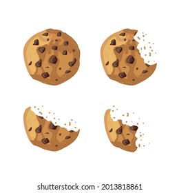 Conjunto vectorial de cookies bitten aisladas en fondo blanco, plantilla de ilustración de dibujos animados.
