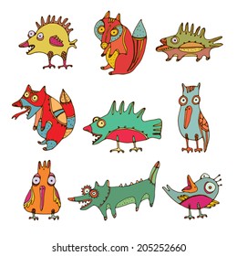 Vector set of bizarre beasts
